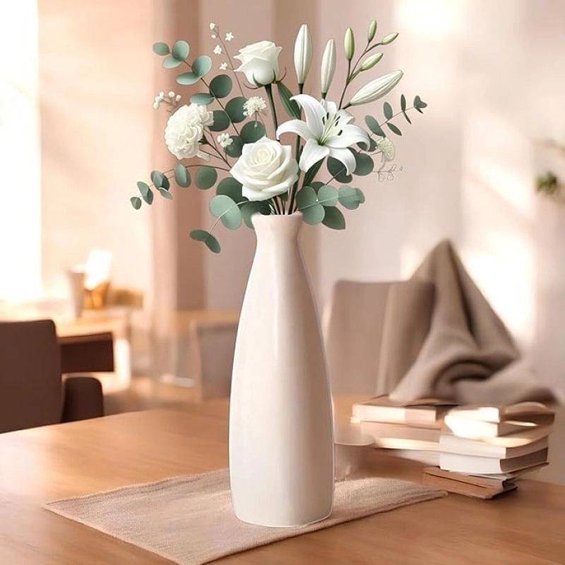White Ceramic Flower Vase – Stylish Bottle Shape Design, Ideal for Office and Living Room Centerpieces, Elegant Pot for Modern Home Decor, Perfect for Any Table, Sleek and Modern Flower Vase White Ceramic Flower Vase – Stylish Bottle Shape Design, Ideal for Office and Living Room Centerpieces, Elegant Pot for Modern Home Decor, Perfect for Any Table, Sleek and Modern Flower Vase